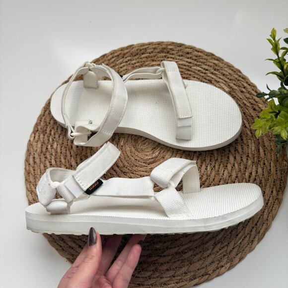 Teva Original Universal Slide Patent White Sandals Shoes Size 11 - Picture 3 of 8